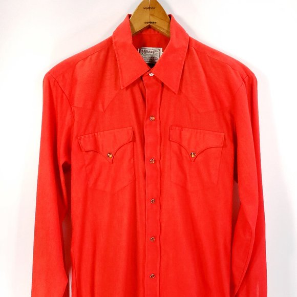 Vintage H Bar C California RanchWear Pearl Snap Red Western Shirt Men's 15 1/2 - Picture 1 of 8